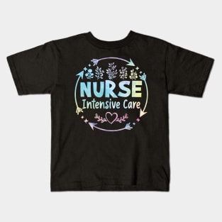 Intensive care nurse cute floral watercolor Kids T-Shirt